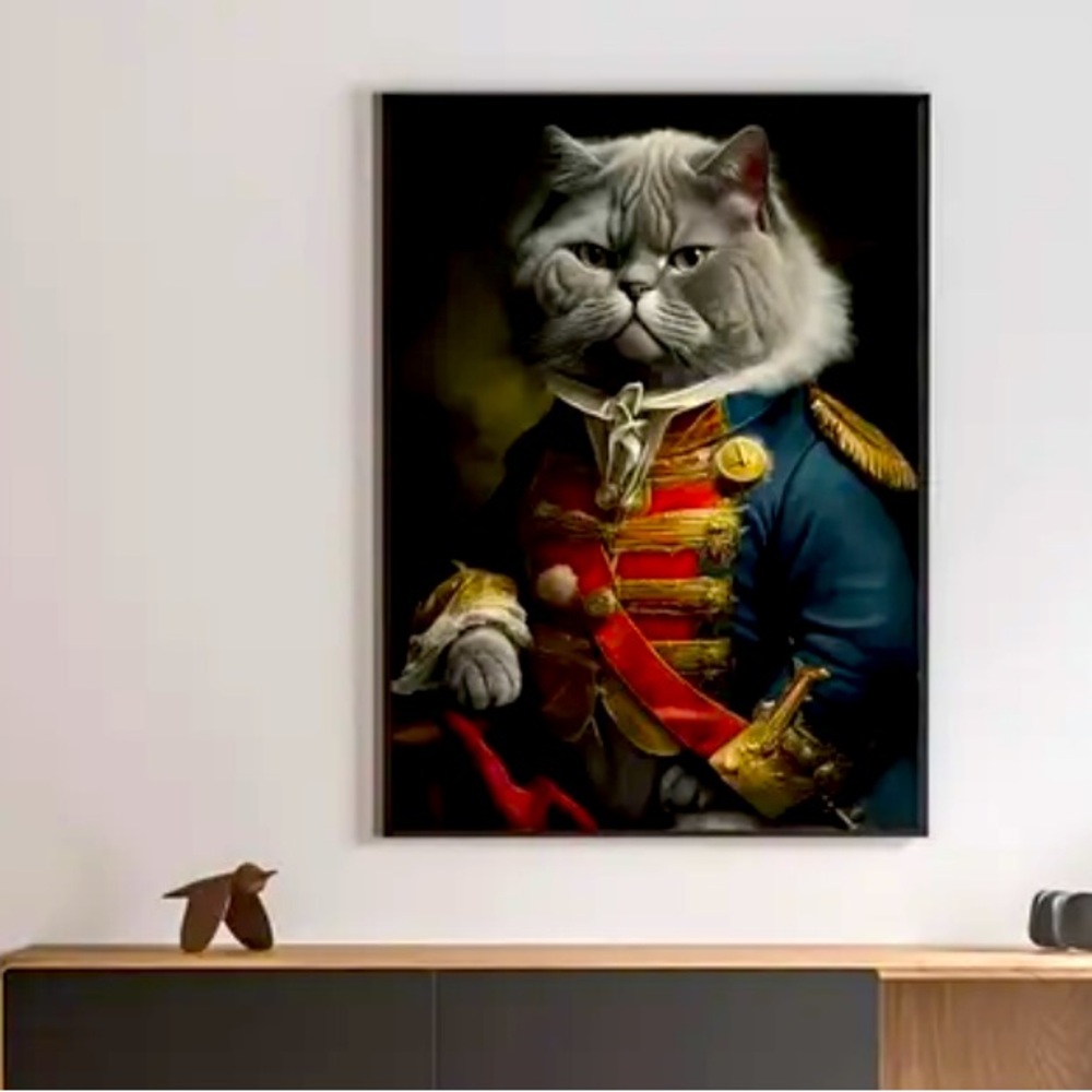 The General's Cat: A Victorian Portrait Canvas Print Wall Art
